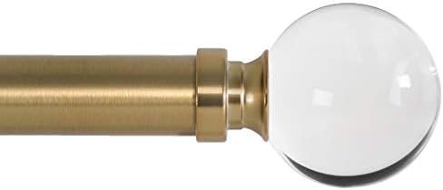 Ivilon Drapery Treatment Window Curtain Rod - Acrylic Ball 1 inch Pole. 48 to 86 Inch. Warm Gold