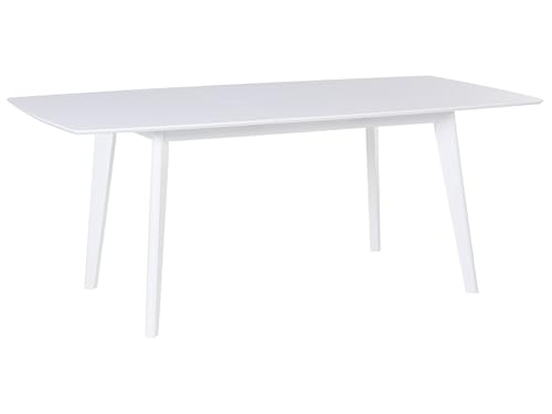 Dining Table 150/195 x 90 cm White Rectangular Extending Solid Wood Sanford