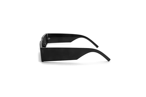 Technigadgets Axel Retro Rectangle Sunglasses Small Frame Vintage Eyeglasses For Men Women Outdoor Fashion Eyewear UV Protection Mens Womens Gift Black/Black3