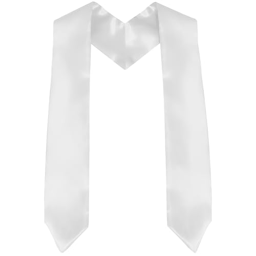 White Graduation Stole, Plain Graduation Sash Unisex Adults 70' Sublimation Blank Grad Stole Class of 2025, Grad Scarf for Academic Choral Commencements