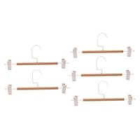 Warmhm 5pcs Sturdy Wooden Trouser Rack Iron Hangers Practical Wardrobe Storage Organiser for Pants
