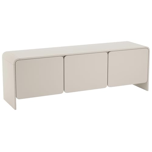 Selsey Meuble TV 156 cm Beige Cachemire 3 Portes Soft-Close Plateau Large Rangement Électroniques - Design Moderne et Élégant - Durable avec Chants PVC Intérieur Ordonné et Fonctionnel