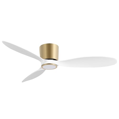 Ovlaim Ventilateur de Plafond Moderne 132cm à Profil Bas avec Lumière et Télécommande, 3 Pales Réversibles, Moteur à Courant Continu Ultra Silencieux 6...