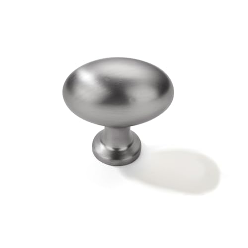 CABDM 10 Knob Brushed Satin Nickel Cabinet Knobs Solid Heavy Duty Bifold Closet Door Oval Knobs Cabinet Hardware for Cabinets Egg Knob Cupboard Drawe