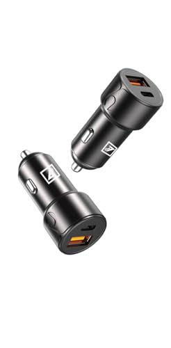 Image of ONE 7 55W Dual-Port Car Charger USB + PD Fast Charging Adapter with Cable - High-Speed Compact Metal Vehicle Charger for Phones, Tablets, GPS Devices (ON QCC-28)
