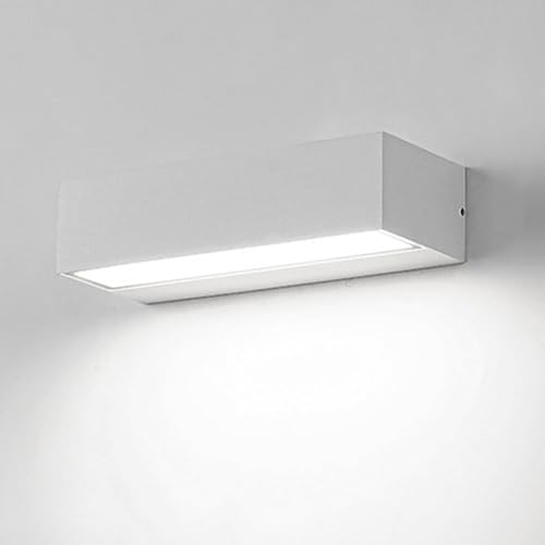 OZBME Aplique de Pared LED Blanco para Exteriores, IP65, Resistente al Agua, para Porche, Puerta de Entrada, Apliques Exteriores Sencillos, Luces Exteriores para jardín y Patio (6000 K, 20 cm)