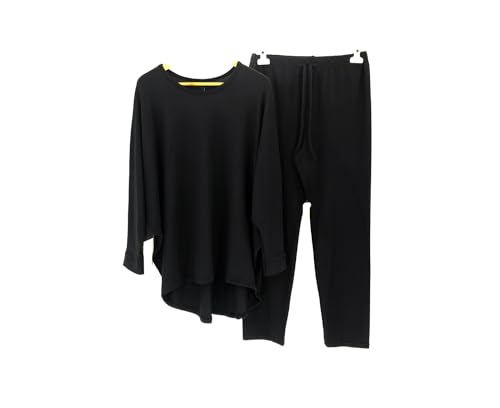 JM CLOTHING 2 piece Loungewear set for womens plus size 08-30 high low top and bottom Nightwear Womenswear top dress bottom pajama set wiggly Fashion. Black