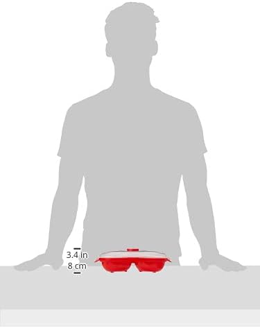 Diagram showing the dimensions of the Sistema Microwave Egg Poacher: 3.4 inches (8 cm) height.