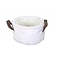 HOME DECO FACTORY, RG9332, Fur Effect Cotton Basket with Handles, ideal for Storage and Decoration, Light and Practical for All Spaces, one Size, White and Black
