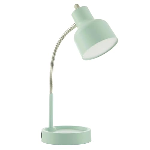 LED Desk Lamp with Catch-All Base & AC Outlet, Matte Mint Green