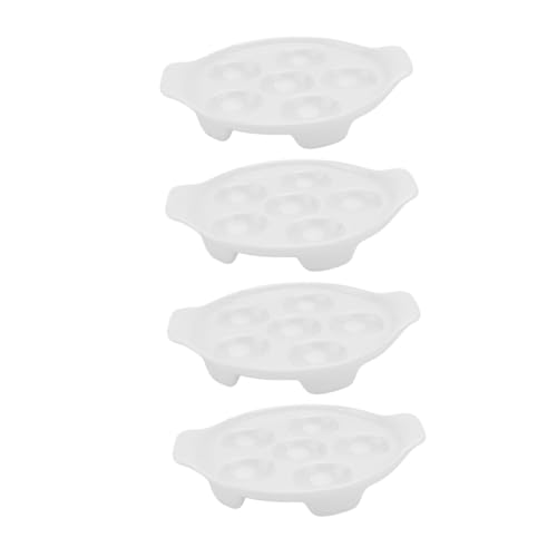 Beatifufu 4 Piezas Plato Cerámico para Caracoles y Huevos Rellenos Bandeja Resistente y Fácil de Limpiar Diseño Francés Elegante de Unidades para Servir Reuniones y Catering