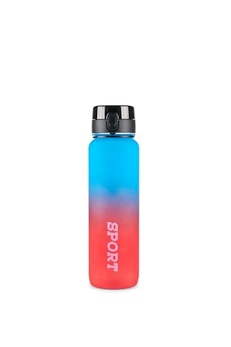 Trinkflasche 1 Liter - BPA-freie Wasserflasche mit Verschlussdeckel und Auslaufsicher, geeignet für Fitnessstudio, Festival, Schule, Radfahren, Outdoor, Sport, Fitness, Sportflasche, (Blau Rot) Trinkflasche 1 Liter - BPA-freie Wasserflasche mit Verschlussdeckel und Auslaufsicher, geeignet für Fitnessstudio, Festival, Schule, Radfahren, Outdoor, Sport, Fitness, Sportflasche, (Blau Rot)