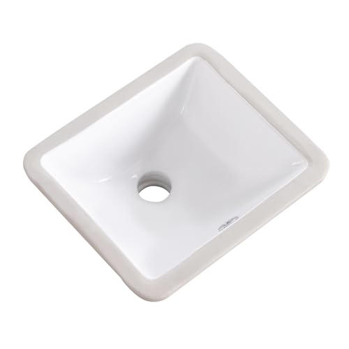 Image of 12 Inch Small Undermount Bathroom Sink Rectangle Undermount Sink White Ceramic Under Counter Bathroom Sinks with Overflow (12.0 inchx10.6 inch)