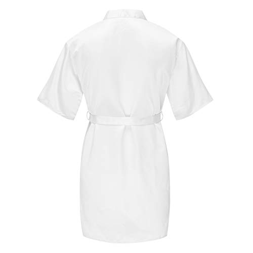 Girls Satin R𝐨be Silky Kimono R𝐨be Set Flower Girl R𝐨be Dressing Gown for Wedding Spa R𝐨bes (White, 2-3 Years)3