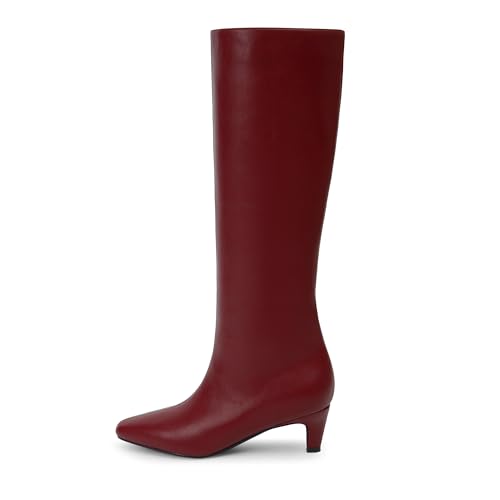 Modatope Knee High Boots Women Square Toe Kitten Heel Tall Boots Womens Fashion Long Boots