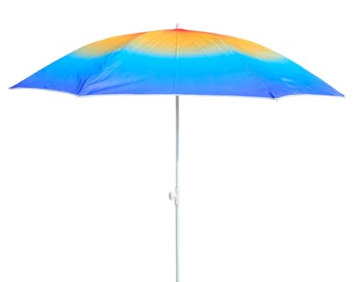 Sonnenschirm Strandschirm Strand Reise Stabil UV Schutz UPF 50+ bunt blau gelb 155 cm inkl Tragetasche