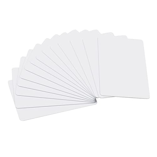14 Pack Premium Blank PVC Cards, CAETOUNG CR80 30 Mil Graphic Quality White Plastic Cards for Photo ID Badge Printers