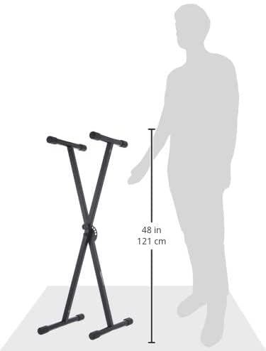 Image of Blueberry R‑12 Single‑X Adjustable Keyboard Stand - 5 Locking Positions, Safety Lock Pin, Foldable Design - Compatible with Yamaha PSR, PSS, NP, DGX, P Series, Casio CTK, CT‑X, CT‑S, Roland Digital Keyboards (SINGLE-X-HEAVY-DUTY, Compatible With Casio Models)
