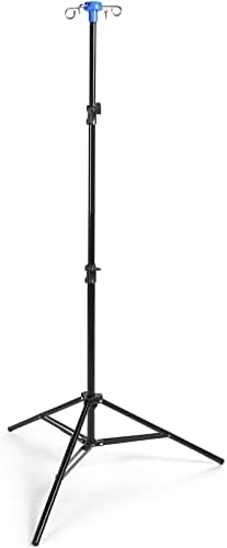 Portable Collapsible IV Pole Stand, 4 Hook 3 Leg IV Stand Portable Pole Stand for Hospital, Clinic, Wheelchairs, Beds, Home Care