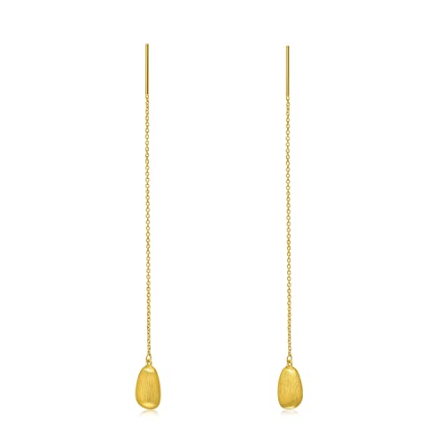 Chow Sang Sang G* Collection 999 24K Solid Gold Beads Asymmetrical Dangle Earring For Women 93239E #TOP2