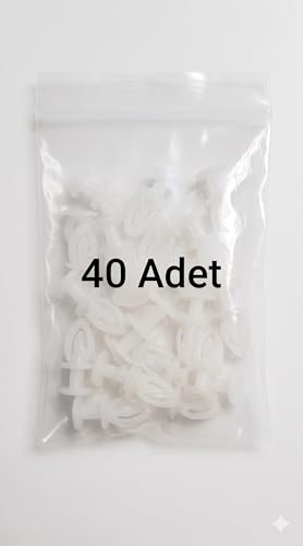Geçmeli Perde Ruleti, Beyaz, Plastik, Perde Askısı +A Kalite (40 Adet)