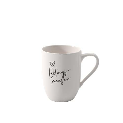 Villeroy & Boch - Statement Becher mit Henkel Lieblingsmensch 280ml Premium Porzellan weiß