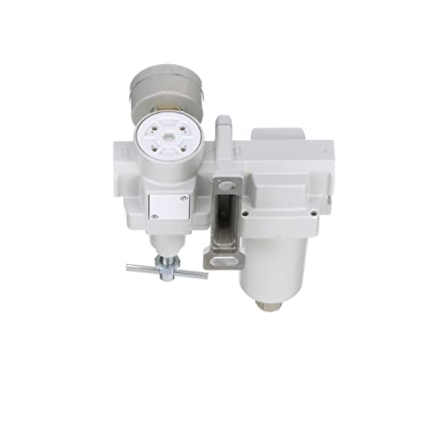 PneumaticPlus SAU420T-N04G-MEP Compressed Air Filter Regulator Combo 1/2" NPT -T-Handle, Manual Drain, Metal Bowl