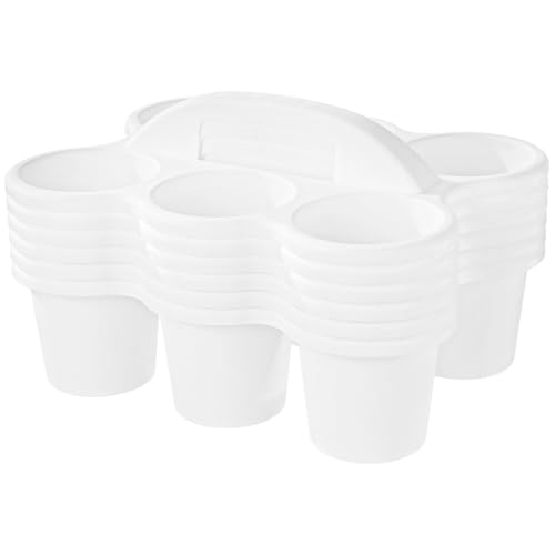 Texvora 6-Pack Plastic Storage Organizer, 6 Compartment Lightweight Drink Cup Holder, 11.9 in Portable Office Supplies Caddy for Workplace, Home Desk Organizer, for Pens, Pencils, White - Image 2