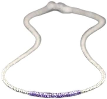 Amethyst Purple Zircon, Seed Bead & Sterling Silver PlatedNecklace. Dainty Beaded Gemstone Choker. Womans Layering Jewelry 3 to 3.5mm 16" Strand by Gemswholesale