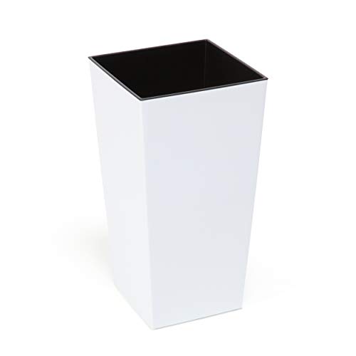 botle Maceta de plástico con inserto interior, color blanco brillante H 465 mm