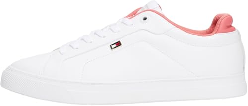 Tommy Hilfiger Sneaker con suela vulcanizada Mujer Sneaker Sporty Low Top, Multicolor (White/Washed Cherry), 39