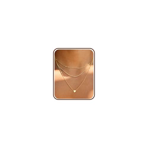 Chriscoco 3Pcs Kette Gold Damen Layering Halskette Damen 14K Vergoldete Ketten Set Wasserfest Kette Silber Goldkette Silberkette Mit Herz Anhänger Für Frauen