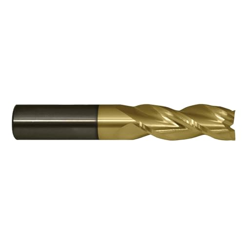 Cleveland C84175 CEM-AM3-ZN Imperial Long Corner Radius End Mill, 1/2 in Dia Cutter, 0.015 in Corner Radius, 2 in Length of Cut, 3 Flutes, 1/2 in Dia Shank, 4 in OAL, Zirconium Nitride (Each)
