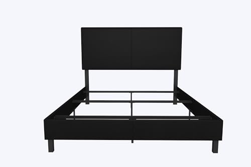 DHP Janford Upholstered Bed, Black Faux Leather, Queen