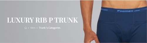 Poomex® Men's Cotton Luxury Rib Pocket Trunks, Pack of 3 (Multicolor & Assorted)