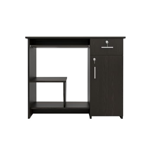 Image of Amazon Brand - Solimo Buker Engineered Wood Computer Desk with Storage Cabinet and Drawer | Multi-Purpose Study Table | Office Table | 1 Year Warranty - Wenge