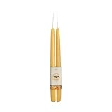 Big Dipper Wax Works Natural Honey Hand-Dipped Beeswax Taper Candles – 12” x 7/8”, 2-Pack, 100% Pure Beeswax, Long Burning, Clean, Cotton Wick, Handmade in USA, Home Décor & Wedding Candles