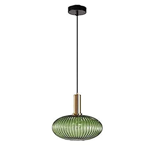 Lustre en verre vert rétro et laiton élégant pour une déco chic