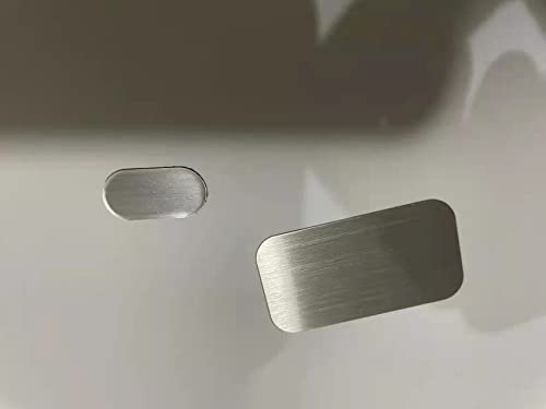 Image of Mini Metal Plates for Magnetic Mount, Wall, Phone Holder, Case, Magnet, Crafts, DIY. Kit of 32 Silver Small 0.4 inch x 0.8 inch Iron Discs with 3M Adhesive Backing. Steel Replacement Sticker Set 32 Pack