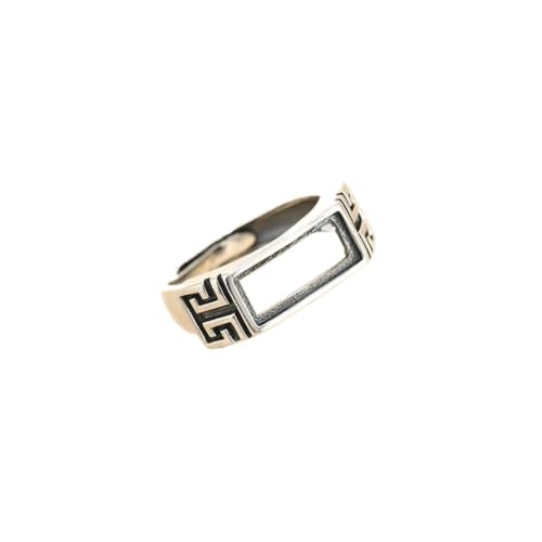 Ajuste de anillo con bisel rectangular regulable de plata de ley 3