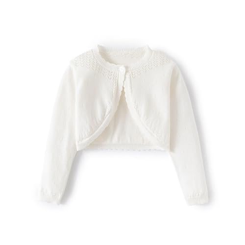 Girls Cotton Knit Cardigan Cute Princess Dress Shawl Ruffle Long Sleeve Hollow Out Cardigan Toddler Kids Fall Cropped Tops2