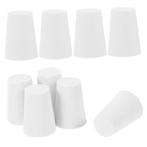 FUNOMOCYA 10 Pcs Flask Rubber Stopper Laboratory Test Tube Stopper Laboratory Test Tube Plug Laboratory Flask Stopper Flask Plug Flask Sealing Stopper Test Tube Sealing Plug White