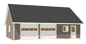 Garage Plans : 2 Car with Shop - 988-1 -