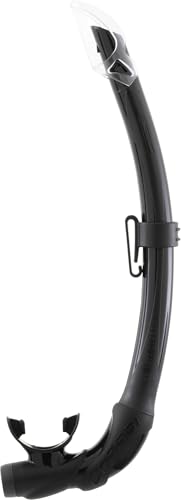 Cressi Mexico Pro Snorkel Negro/Negro   Tubo Snorkel con Deflector y Válvula de Descarga Elíptica de Silicona, Ideal para Buceo Apnea y Snorkeling, Talla Única Unisex