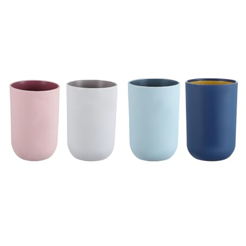 Artibetter 4 Gobelets de en Plastique PP Fond Antidérapant, Multi-usages Style Simple et Pratique Couleur Aléatoire pour Salle de Bain et Maison