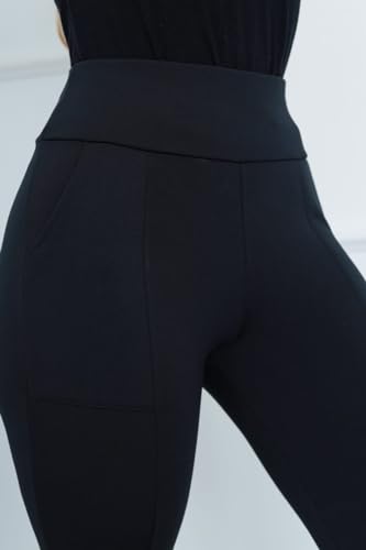 Calça Montaria Forrada Flanelada Com Bolso Leg Inverno (M 38/40, Preto)