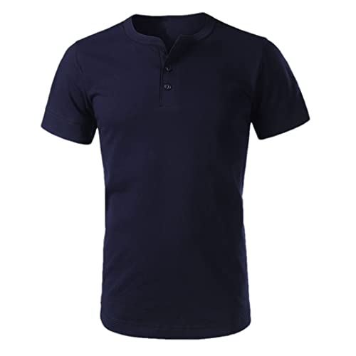T-shirt manches courtes homme XL bleu marine en col V décontracté