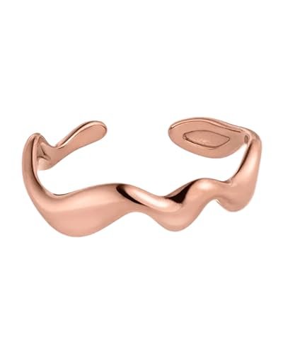Purelei Abstract Wave Ring Damen (Roségold) – Verstellbarer Damenring aus langlebigem Edelstahl (14K rosévergoldet) – Wasserfeste Ringe… – Ansicht 1