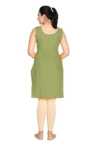 Image of Women's Cotton Long Camisole for Kurti /Suit Slip /Long Inner /Samij for Women Sameej /Knee Length Inner Wear /Sameez /Kurti Slip /Round Neck /Invisible