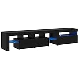 vidaXL TV-Schränke 2 Stück mit LED-Lichtern aus schwarzem Eichenholz – Stylische Aufbewahrung für das Wohnzimmer 60x35x40 cm mit Schrankbeleuchtung, Unterhaltungszentrum und Möbeln für Heimdekoration